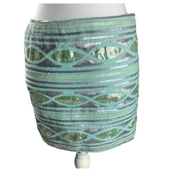English Rose Stretch Sequined Mini Skirt Size Small - Picture 1 of 4